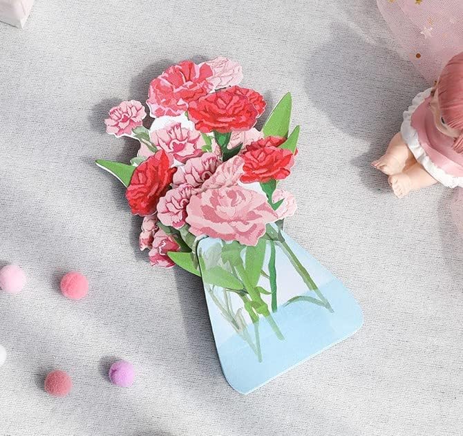 TestBrands 3D Pop Up Carnation Carnation זר פרחים כרטיס ברכה לאוהבי פרחים | יום הולדת, אהבה, תודה
